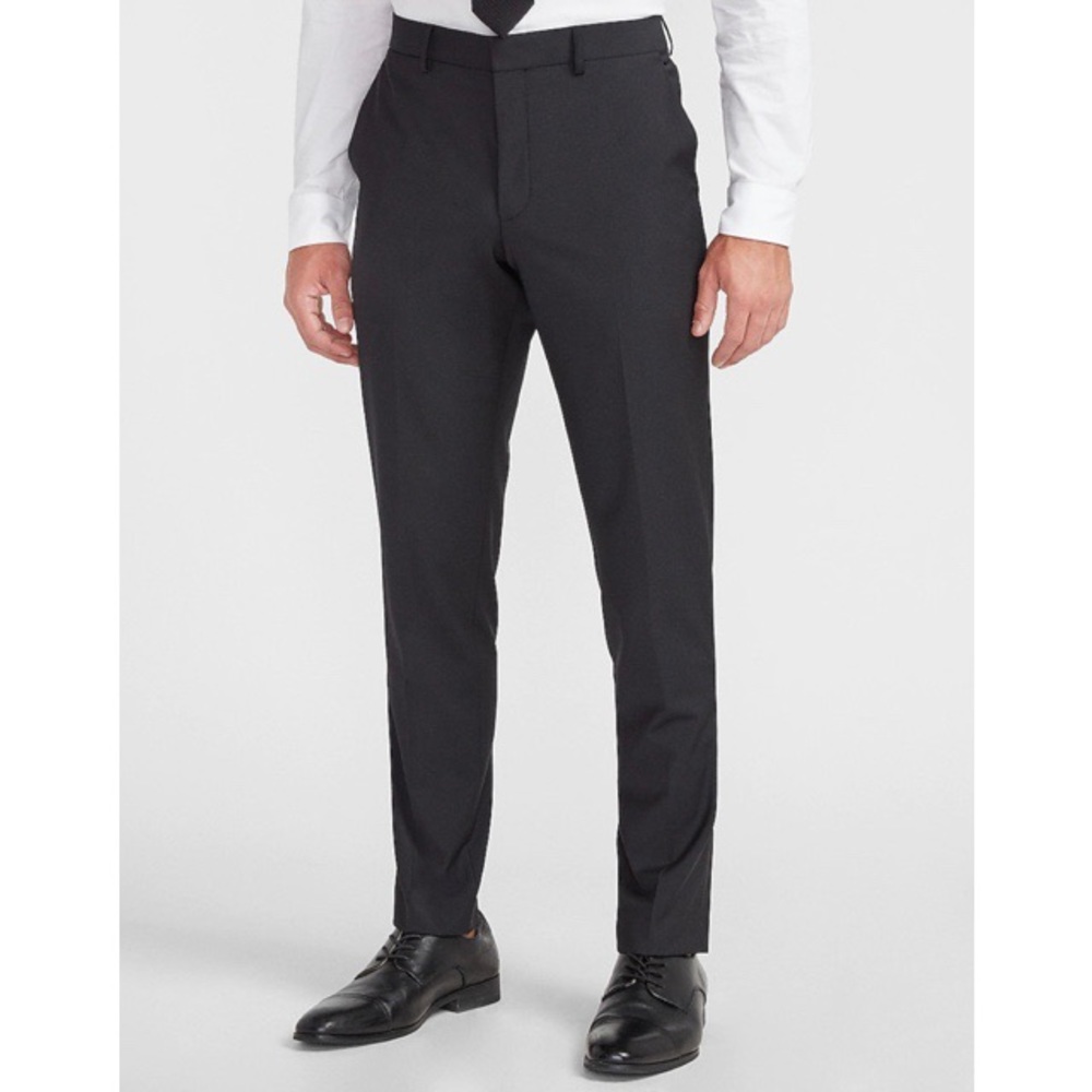 Extra Slim Black Solid Modern Tech Suit Pant